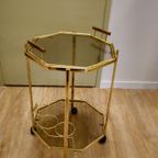 Vintage Messing Barcart Trolley Serveerwagen Bijzettafel thumbnail 6