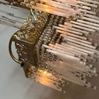 Vintage Art Deco Jaren 20 Stijl Kroonluchter Hanglamp Opaline Staafjes thumbnail 5