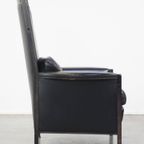 Zeer Statige Zwarte Rundleren Design Fauteuil/armchair Van Giorgetti Met Een Uitmuntend Zitcomfor thumbnail 4