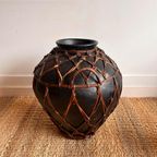 Xl Black Pottery Kruik Pot Vaas Vintage thumbnail 3