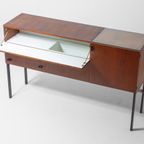 Zeldzame Mid-century Roger De Winter Cocktail Bar In Teak Met Bijhorende Krukken, 1960 thumbnail 4