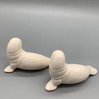 Set Zeehonden Wit Keramiek Vintage 2 Stuks thumbnail 2