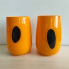Vintage Set Oranje Glazen Vazen En Bloempotten thumbnail 6