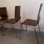 Setprijs  4 Houten Stapelstoelen Retro Stoelen Plywood Ikea Chairs thumbnail 2