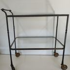 Brocante Metalen Tuin Trolly Serveerwagen Tuintafel Glasplaten thumbnail 14
