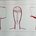 A. Modigliani (1884-1920), Tetes (red), Printed In Italy thumbnail 8