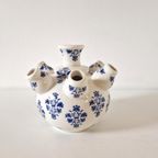 Porselein Tulpenvaas Tulpenvaasje Blauw Wit Vintage Vaasje thumbnail 2