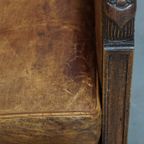 Prachtige, Karaktervolle En Unieke Luxe Schapenleren Art Deco Design Fauteuil/ Armchair thumbnail 7