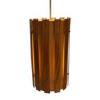 Ca. 1960’S Ceiling Fixture - Scandinavian Design - Teak Wood Multiplex Cilinder And Matching Ceil thumbnail 4