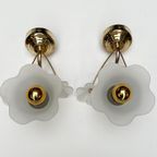 Set Van 2 Messing Art Deco Muurlampen Bloem, 1960's thumbnail 6