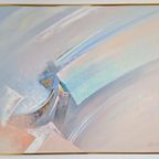Vintage Abstract Schilderij Lee Reynolds '80 Lijst Messing thumbnail 9