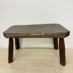 Brutalist Solid Oak Wooden Side Table , 1970S thumbnail 3