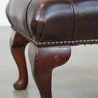 Sierlijke, Donkerbruine Rundleren Chesterfield Hocker thumbnail 8