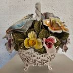 Bassano Ceramics Basket With Flowers, Italy 1950s thumbnail 16