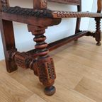 Antieke, Vintage Walnoot Houten Kerkbank, Halbank, Bank thumbnail 6