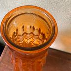 Zeer Grote Oranje Geribbelde Jaren 60 Belgische Glazen Vaas. thumbnail 11