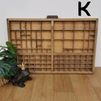 Brocante, Bruine Antieke Houten Letterbak, Wanddecoratie K thumbnail 2