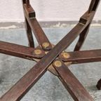 Antieke Bijzettafel Theetafel Koperen Bladen Inklapbaar thumbnail 10