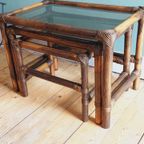 Vintage Bamboe Nesting Tables Rookglas thumbnail 7