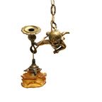 Bronzen Engel Lamp Met Glazen Boem Kapje, Frankrijk Jaren '50 thumbnail 2