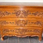 Louis Xv Franse Gebeeldhouwde Eiken Commode. thumbnail 14