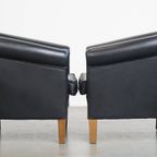 Prachtige Set Van 2 Zwarte Engelse Stijl Rundleren Clubfauteuils Met Een Tijdloos Design thumbnail 9