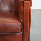 Strakke, Luxe, In Goede Staat Verkerende Oxblood Rode Rundleren Clubfauteuil thumbnail 10