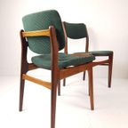 2 Vintage Teak Houten Stoelen Groen Gestoffeerd De Ploeg thumbnail 3