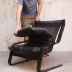 High-Back Scandianavian Lounge Chair / Fauteuil - Leder thumbnail 10