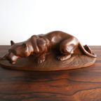 Vintage Handgesneden Houten Panter, Uit 1946 thumbnail 4