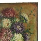 Groot Bloemen Stilleven Schilderij Dahlia’S Gesigneerd M. Vierstraete thumbnail 8