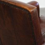 Mooie En In Goede Staat Verkerende Klassieke Donkerbruine Schapenleren Design Fauteuil/ Armchair thumbnail 6