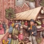 Schitterend Kleurrijk Gebakken Vintage Wandbord In Relief thumbnail 3