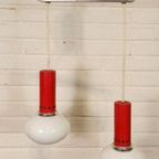 Vintage Cascade Hanglamp Met 2 Glas En Metaal Lampen thumbnail 5
