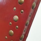 Brutalist Vintage Massief Eiken Stoel Arts & Crafts Leer thumbnail 4