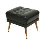 Vintage Zwarte Poef Conische Pootjes Chesterfield Stijl Skai thumbnail 4