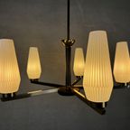 Vintage Hanglamp Messing/opaline thumbnail 4