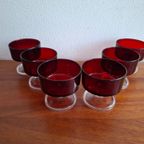 6 Vintage (Ijs)Coupes Of Dessert/Champagne Robijnrood Glazen Cavalier Luminarc Frankrijk thumbnail 11