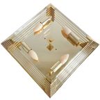 Mid-century Vierkante Kroonluchter Glas Messing Hollywood Regency 1970’s thumbnail 10