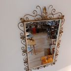 Vintage Rechthoekig Deknudt Spiegel Wandspiegel Messing thumbnail 19