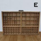 Brocante, Bruine Antieke Houten Letterbak, Wanddecoratie E thumbnail 4