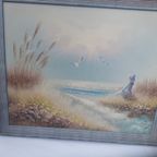 Vintage Origineel Schilderij.olieverf Op Panel Ingelijst Met Ophangsysteem . Philip Sandez... thumbnail 5