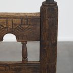 Sierlijke Antieke Boeren Stoel Met Touwen Zitting En Mooi Snijwerk thumbnail 8