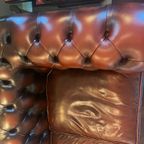 Vintage Chesterfield 3 Zitsbank, Roodbruin Leer thumbnail 5