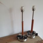 Design - Tafellampen - Kastlampen - Bedlampen - Rvs En Teak. thumbnail 11