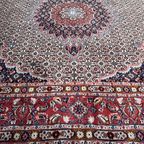 Handgeknoopt Moud Vloerkleed Vierkant 192X197Cm Wol Zijde Blauw Rood Perzisch Tapijt Wit thumbnail 11