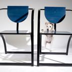 Memphis Design Kff Cosinus Stoelen Blauw Zwart Jaren 80 thumbnail 4