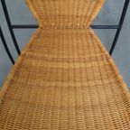 Leuke Set Van 4 Vintage Design Eetkamerstoelen Van Frederick Weinberg Van Gietijzer En Riet thumbnail 6