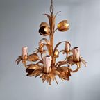 Italiaanse Bloemenkroonluchter In Goudkleurig Metaal, Hollyw thumbnail 12
