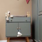 Vintage Commode Met Bladvergroter Groen thumbnail 6